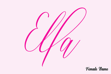 Ella-Female Name Calligraphy Cursive Dork Pink Color Text on Light Pink Background
