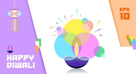 Different geometric shapes representing the celebration of Diwali