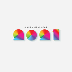 Colorful Happy New Year 2021 Greeting. Vector Illustration. Design element for flyers, leaflets, postcards and posters.