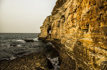 natural rocks, waves and rocks