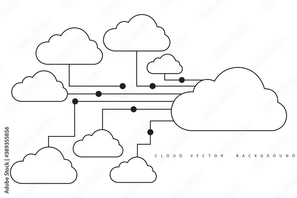 Poster cloud computing and network security technology concept, circuit board with cloud symbol and connect