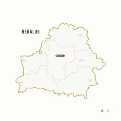 Map of Belarus with border, cities and capital Minsk. Each city has separately for your design. Vector Illustration
