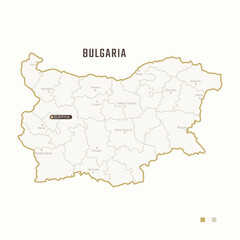 Map of Bulgaria with border, cities and capital Sofia. Each city has separately for your design. Vector Illustration