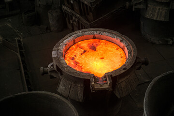 Tank with liquid metal at the steel mill