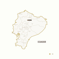 Map of Ecuador with border, cities and capital Quito. Each city has separately for your design. Vector Illustration
