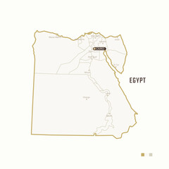 Map of Egypt with border, cities and capital Cairo. Each city has separately for your design. Vector Illustration