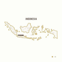 Map of Indonesia with border, cities and capital Jakarta. Each city has separately for your design. Vector Illustration