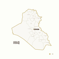 Map of Iraq with border, cities and capital Bagdad. Each city has separately for your design. Vector Illustration