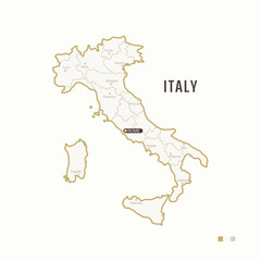 Map of Italy with border, cities and capital Rome. Each city has separately for your design. Vector Illustration