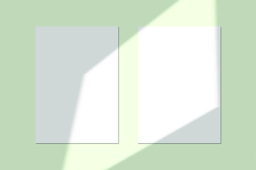 Obraz premium Vector shadow overlay effect. Transparent soft light and shadows from window. Mockup of transparent window shadow and natural lightning. 10 eps mesh.