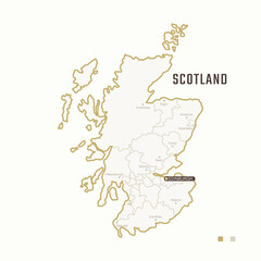 Obraz premium Map of Scotland with border, cities and capital Edinburgh. Each city has separately for your design. Vector Illustration