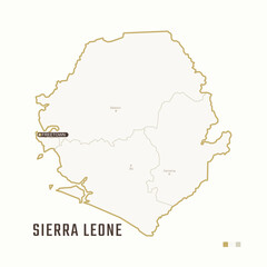 Map of Sierra Leone with border, cities and capital Freetown. Each city has separately for your design. Vector Illustration
