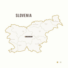 Map of Slovenia with border, cities and capital Ljubljana. Each city has separately for your design. Vector Illustration