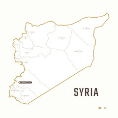 Map of Syria with border, cities and capital Damascus. Each city has separately for your design. Vector Illustration