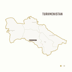 Map of Turkmenistan with border, cities and capital Ashgabat. Each city has separately for your design. Vector Illustration