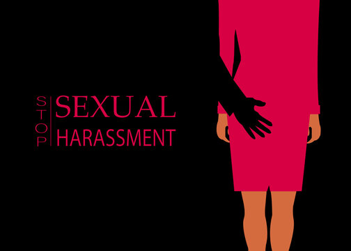 Boss is touching his secretary's ass to harassing her in a business office, sexual harassment concept isolated