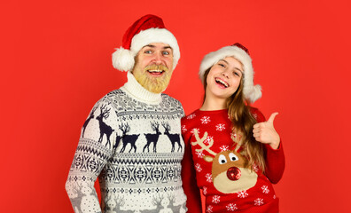 Winter holidays. My dear daughter. Father and little kid celebrate new year. Family time. Holly...