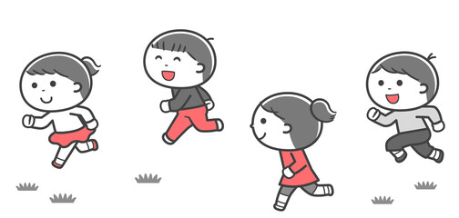 一緒に走る子どもたち / 2色
