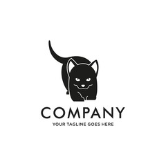 Black Cat sitting Logo vector. Home pet veterinary clinic icon