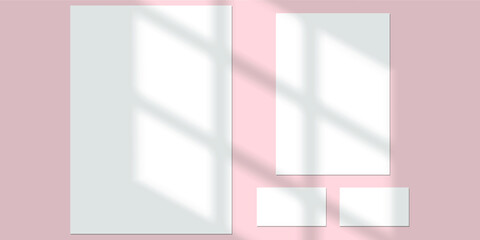 Vector shadow overlay effect. Transparent soft light and shadows from window.  Mockup of transparent window shadow and natural lightning. 10 eps mesh.