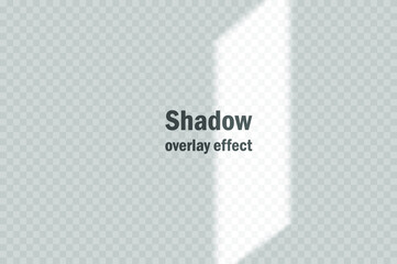 Obraz premium Vector shadow overlay effect. Transparent soft light and shadows from window. Mockup of transparent window shadow and natural lightning. 10 eps mesh.