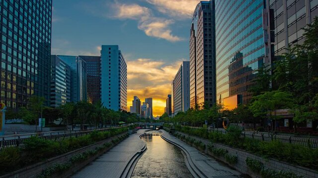 View morning  of downtown at in seoul city south korea