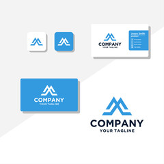 M concept logo design business card vector template
