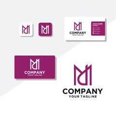 M concept logo design business card vector