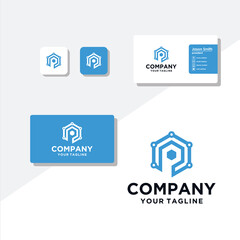 P concept logo design business card vector