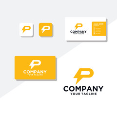 P concept logo design business card vector