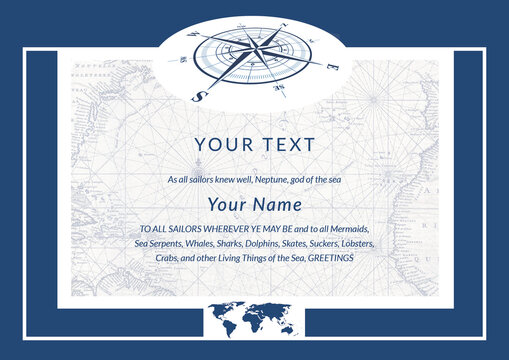 Sailing Certificate Border. Empty space. To print