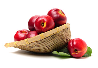 ripe nectarine on white background