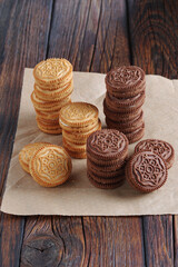 Pile of cream filled cookies