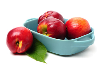 ripe nectarine on white background