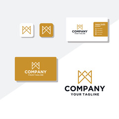 W concept logo design business card vector