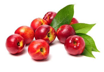 ripe nectarine on white background