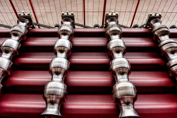 Metal sheet forming machine at the modern metalwork factory.