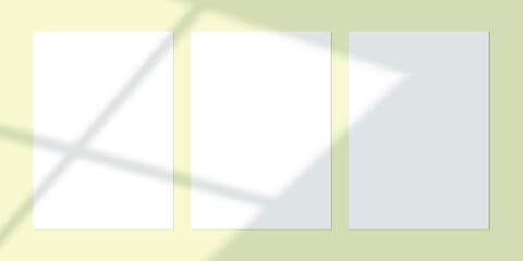 Fototapeta premium Vector shadow overlay effect. Transparent soft light and shadows from window. Mockup of transparent window shadow and natural lightning. 10 eps mesh.