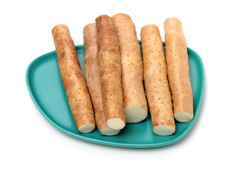 Fresh yam on white background.