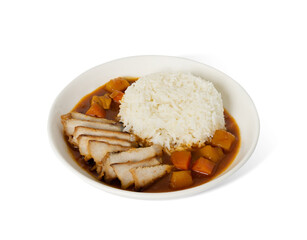 Roasted pork slices topped up Japanese curry with rice