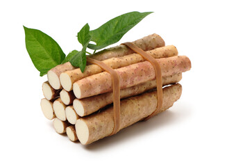 Fresh yam on white background.