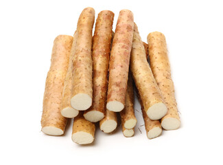 Fresh yam on white background.