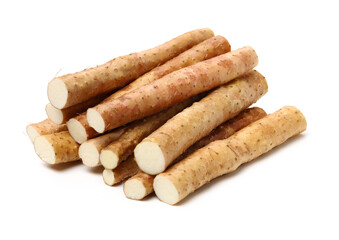 Fresh yam on white background.