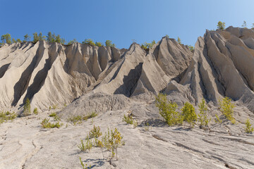 Sand slopes of abandoned quarry. Rummu, Estonia