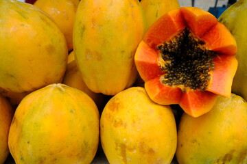 Costa Rica Arenal Volcano and La Fortuna - Sliced ​​papaya fruit