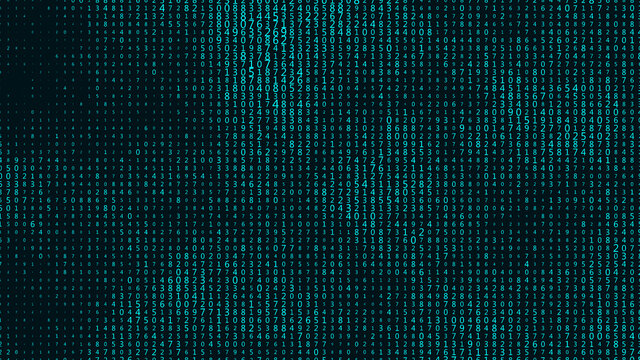 Matrix of random numbers. Binary computer code. Abstract digital background. 3d rendering.