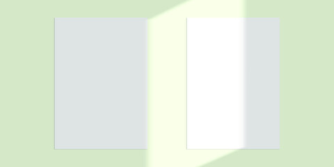 Fototapeta premium Vector shadow overlay effect. Transparent soft light and shadows from window. Mockup of transparent window shadow and natural lightning. 10 eps mesh.