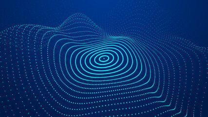 Fototapeta premium Abstract gradient dynamic wave of glowing particles. Network of neon dots. Big data. Digital background. Vector