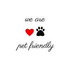 Pet friendly concept background with heart and paw