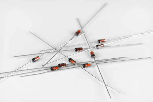 Resistor and diode isolated on white background